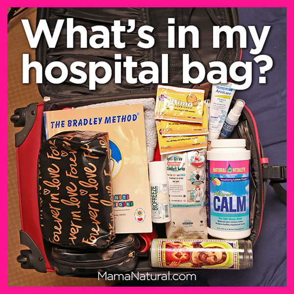 What's in Mama Natural's #hospitalbag - an abundance of natural birthing aids.