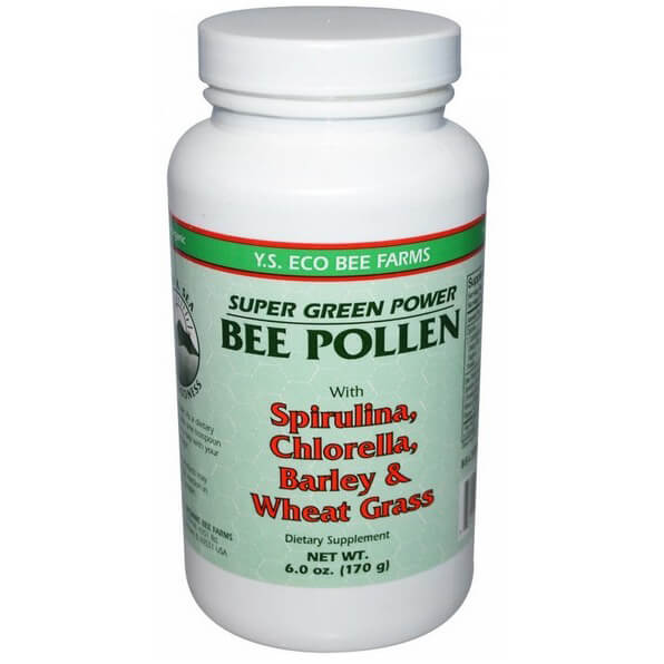 Bee Pollen with Spirulina, Chlorella, Barley & Wheat Grass Y.S. Organic Bee Farm