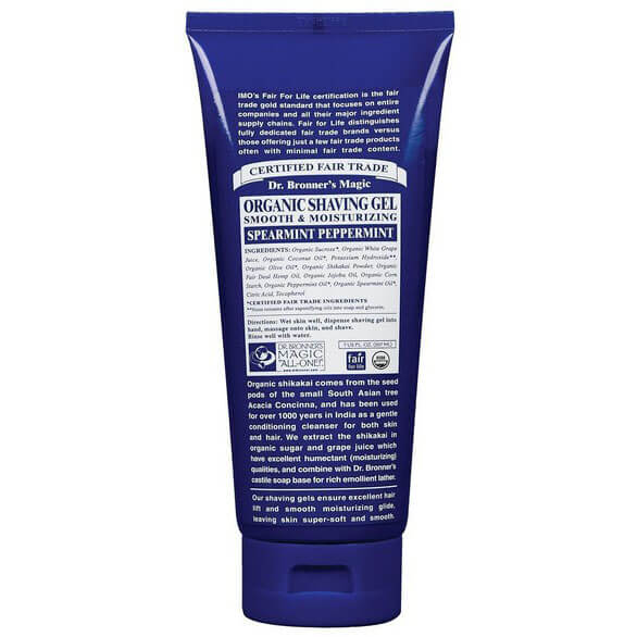 Dr. Bronner's Organic Shaving Gel Spearmint Peppermint 7 oz