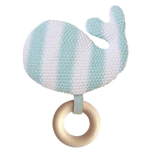 Knit Baby Rattle with Wooden Teether