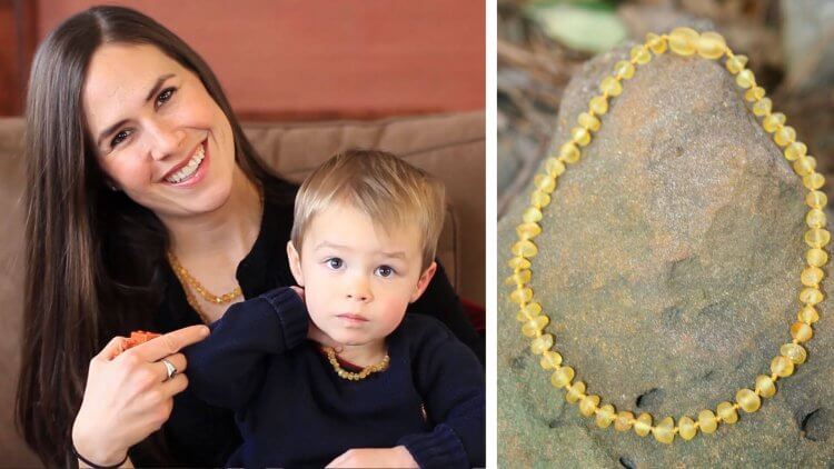 for your child's health... Baby necklace from raw natural Baltic amber 
