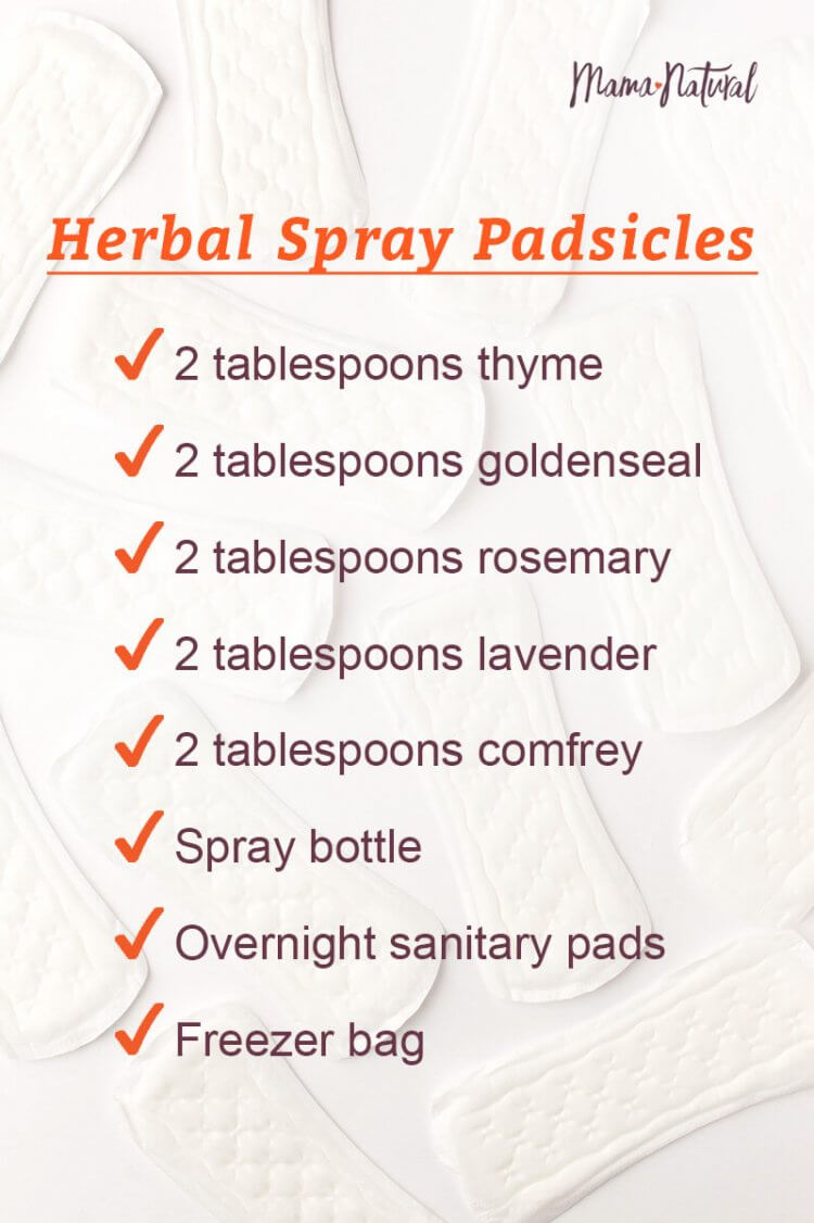 Herbal Spray Padsicle -Padsicles A MUST for Postpartum Pain Relief for you post by Mama Natural