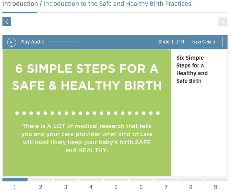 Lamaze online birthing class slideshow approach