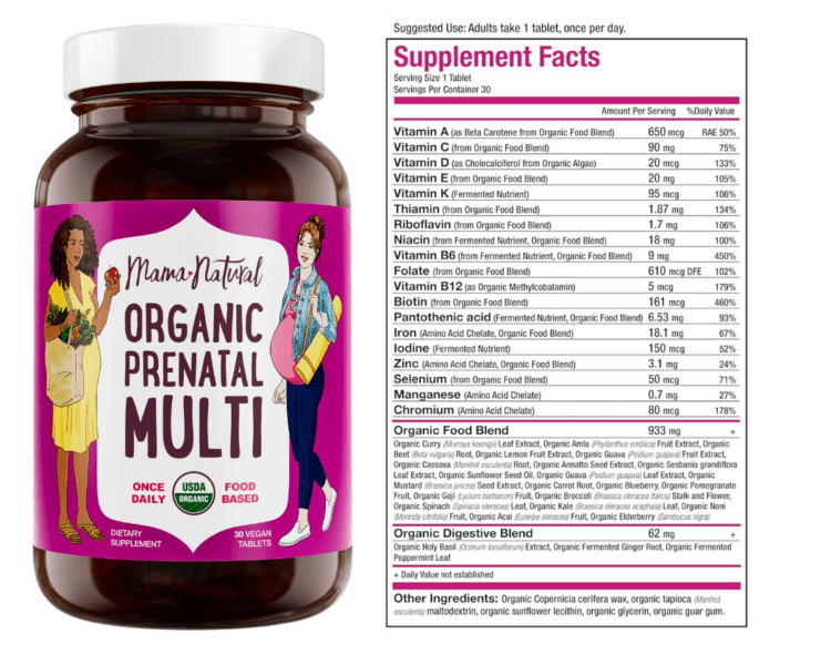 Mama Natural Organic Prenatal Multivitamin 1