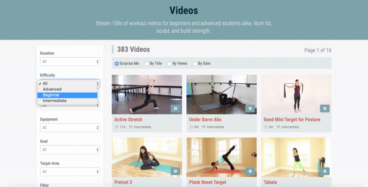 Suzanne Bowen Fitness Filtering Capability